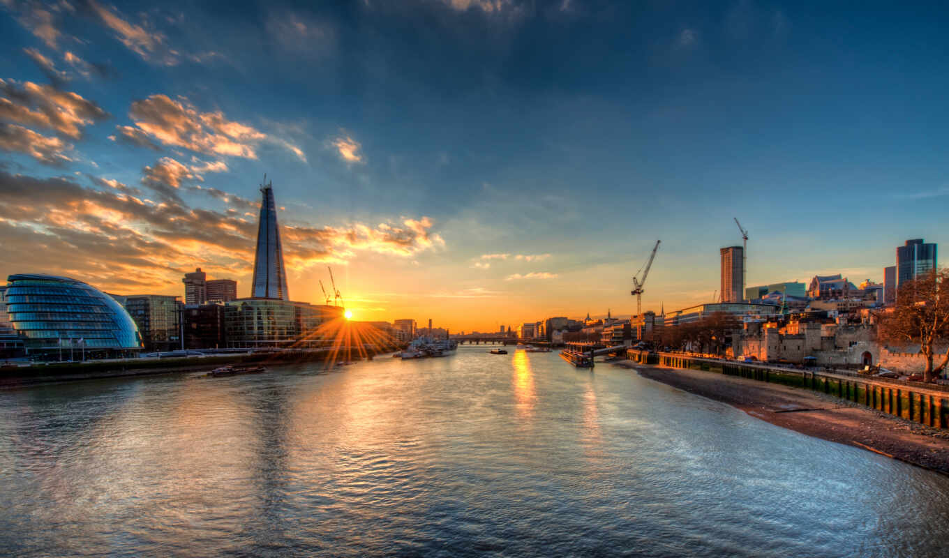 sunset, Bridge, big, England, london